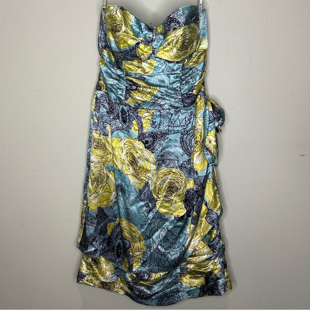 Nanette Lepore for Bergdorf Goodman silk floral strapless dress, size 6